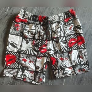 Graphic Print Men's Short - Red and Black